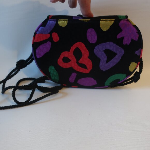 Womens O'dea Black Multicolor Design Clutch Shoulder Handbag * - Picture 3 of 7